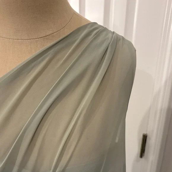 Chic One Shoulder Dress in Soft Sage Green - Picture 5 of 11
